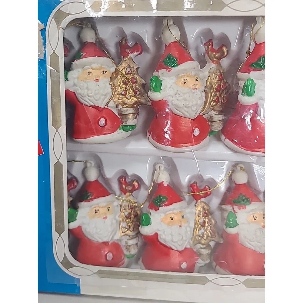 10 Vintage SANTA CLAUS Blow Mold String Light Covers Alderbrook Hong Kong